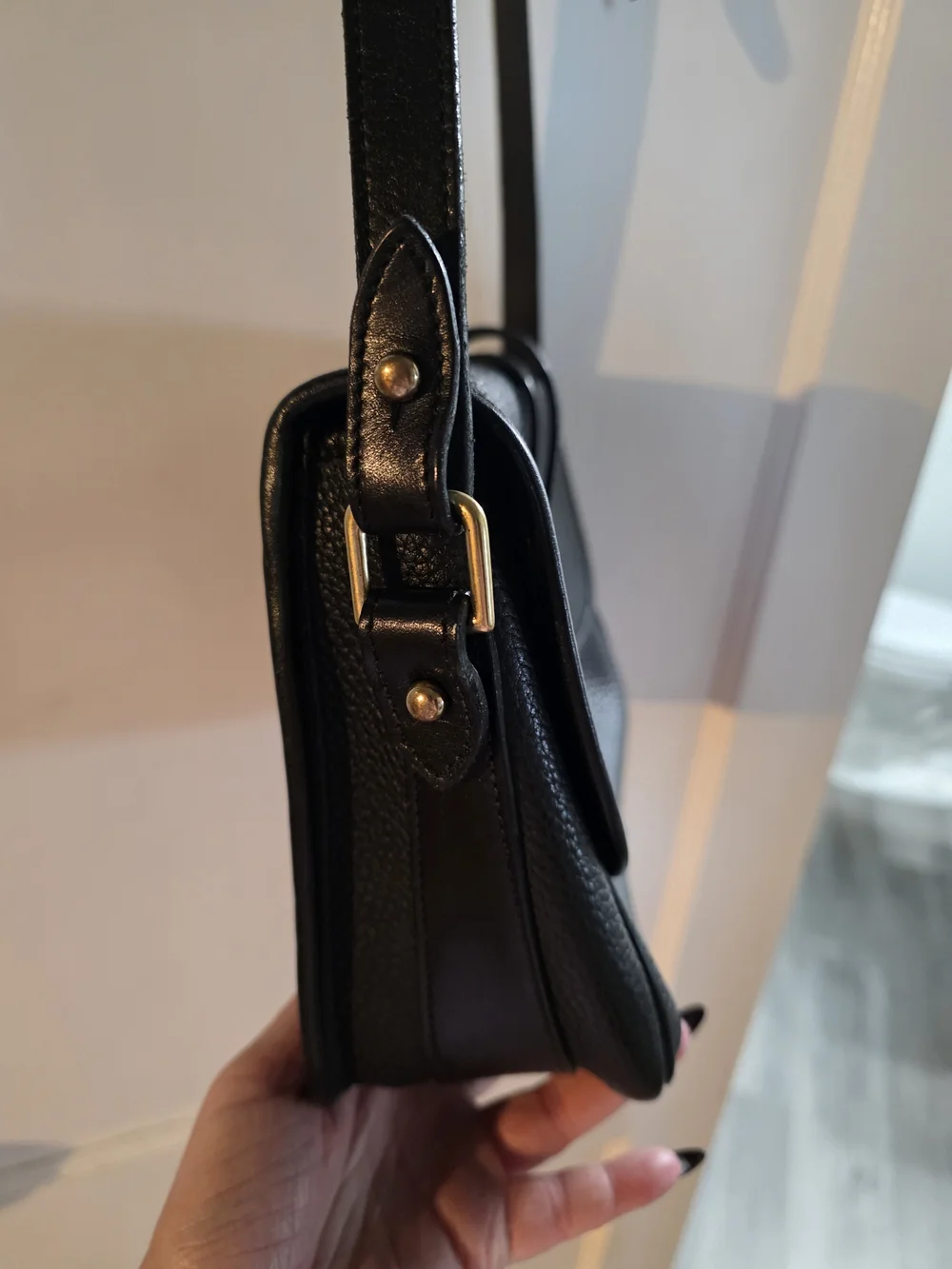 Vintage 90s Dooney & Bourke Black Leather Crossbody Bag